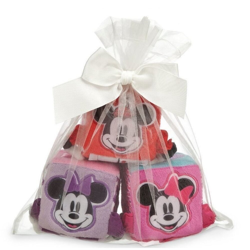 DISNEY STORE Adorable MINNIE & MICKEY MOUSE Soft Blocks Baby Nursery Shower Gift